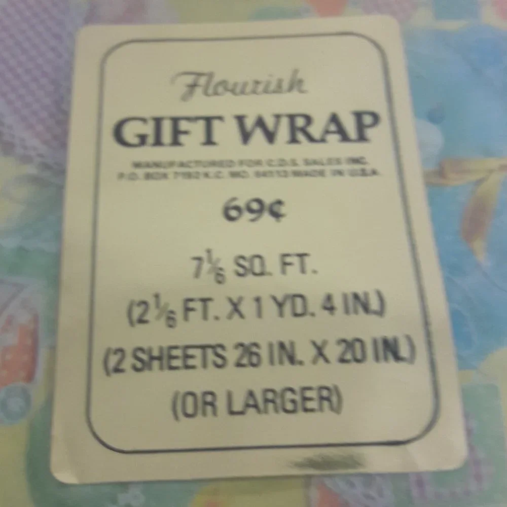 Lot 3 Vintage Packs Baby Flourish Wrap Wrapping Paper Bears NEW